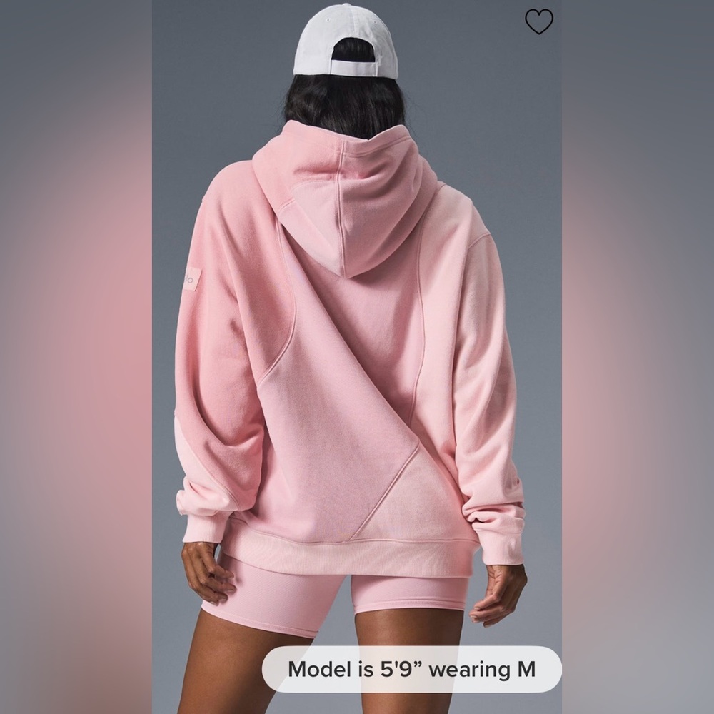 ALO Yoga NWT Make Waves Hoodie Sweatshirt Sunset Pink Tonal Size S Oversized - Picture 2 of 11